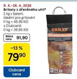 Tesco Brikety z dřevěného uhlí, 2 kg v balení. ideální pro grilování nabídka