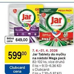 Tesco Jar Tablety do myčky na nádobí Mega pack, 82-102 ks, více druhů nabídka