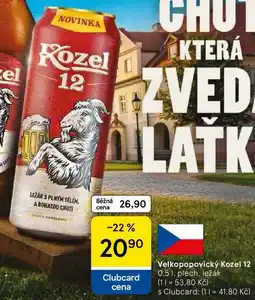 Tesco Velkopopovický Kozel 12, 0.5 I, plech, ležák nabídka
