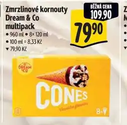 Albert Zmrzlinové kornouty Dream & Co multipack 960 ml 8× 120 ml nabídka