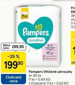 Tesco Pampers Vlhčené ubrousky, 4× 80 ks nabídka