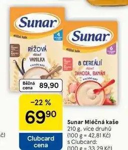 Tesco Sunar Mléčná kaše, 210 g, více druhů nabídka