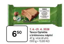 Tesco Tesco Oplatka s krémovou náplní, 47 g, více druhů nabídka