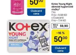 Tesco Kotex Young Night dámské hygienické vložky, 7 ks nabídka
