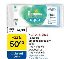 Tesco Pampers Vlhčené ubrousky, 48 ks nabídka