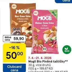Tesco Mogli Bio Plněné taštičky, 30 g. více druhů nabídka