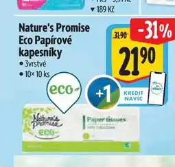 Albert Nature's Promise Eco Papírové kapesníky 3vrstvé 10x 10 ks nabídka