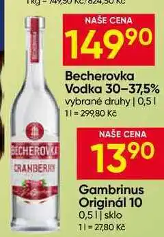 Hruška Becherovka Vodka 30-37,5% vybrané druhy nabídka
