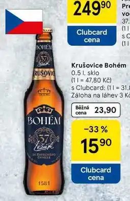 Tesco Krušovice Bohém, 0.5 l, sklo nabídka