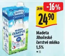 Albert Madeta Jihočeské čerstvé mléko 1,5% nabídka