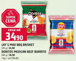 Terno Lay's max bbq brisket, Doritos mexican beef burrito nabídka
