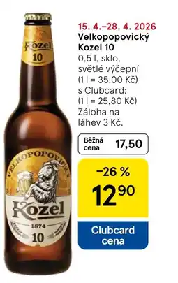 Tesco Velkopopovický Kozel 10 nabídka
