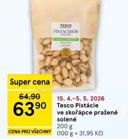 Tesco Tesco Pistácie ve skořápce pražené solené nabídka