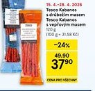 Tesco Tesco Kabanos s drůbežím masem Tesco Kabanos s vepřovým masem nabídka