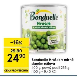 Tesco Bonduelle Hrášek v mírně slaném nálevu nabídka