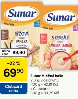 Tesco Sunar Mléčná kaše nabídka