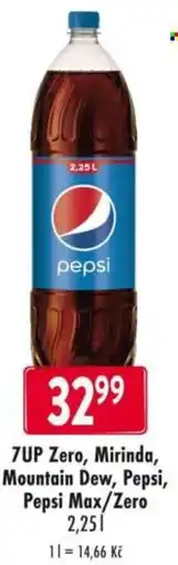 Qanto 7UP Zero, Mirinda, Mountain Dew, Pepsi, Pepsi Max/Zero nabídka
