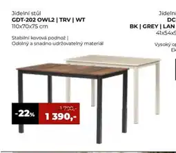 Jamall Jídelní stůl GDT-202 OWL2 | TRV | WT nabídka