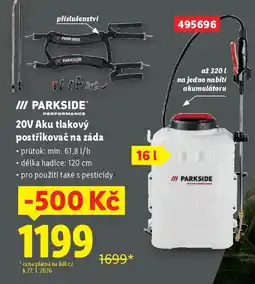 Lidl PARKSIDE 20V Aku tlakový postřikovač na záda nabídka