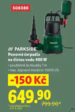 Lidl PARKSIDE Ponorné čerpadlo na čistou vodu 400 W nabídka