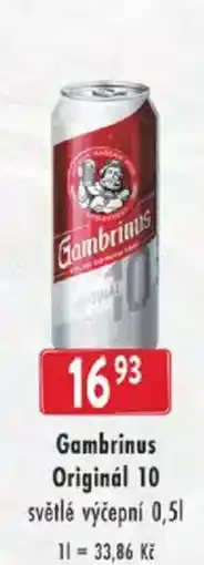 Astur&Qanto Gambrinus Originál 10 světlé výčepní nabídka