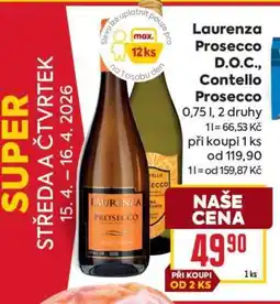 Billa Laurenzo Prosecco D.O.C., Contello Prosecco nabídka