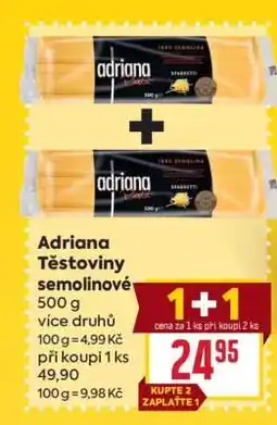 Billa Adriana Těstoviny semolinové nabídka
