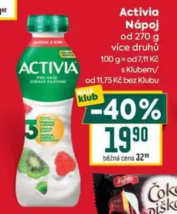 Billa Activia nápoj nabídka
