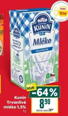 Billa Kunín Trvanlivé mléko 1,5% nabídka