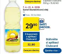 Tesco Sunol Slunečnicový olej 1l nabídka
