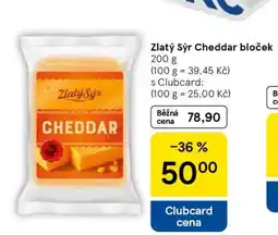 Tesco Zlatý sýr Cheddar bloček nabídka