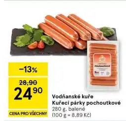 Tesco Vodňanské Kuře Kuřecí párky pochoutkové nabídka