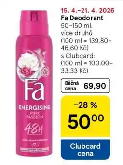 Tesco Fa deodorant nabídka