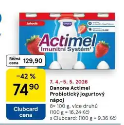 Tesco Danone Actimel Probiotický jogurtový nápoj nabídka
