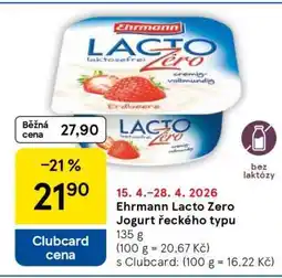 Tesco Ehrmann Lacto Zero Jogurt řeckého typu nabídka