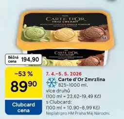 Tesco Carte d’Or Zmrzlina nabídka