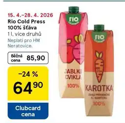 Tesco Rio Cold Press 100% šťáva nabídka