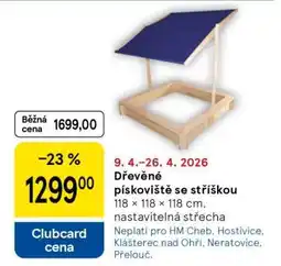 Tesco Dřevěné pískoviště se stříškou nabídka
