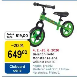 Tesco Balanční kolo Monster zelené nabídka