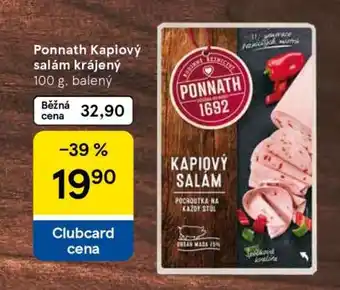 Tesco Ponnath Kapiový salám krájený nabídka