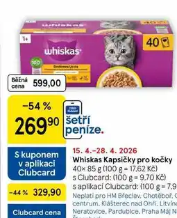 Tesco Whiskas Kapsičky pro kočky, 40× nabídka