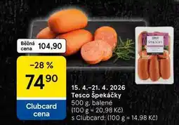 Tesco Tesco Špekáčky, 500 g, balené nabídka
