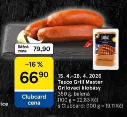 Tesco Tesco Grill Master Grilovací klobásy, 350 g, balená nabídka