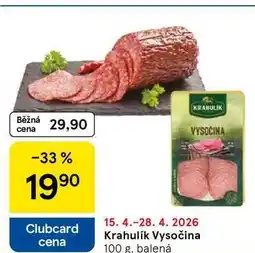 Tesco Krahulík Vysočina, 100 g, balená nabídka