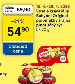Tesco Veselá kráva Mini Babybel Original poloměkký zrající plnotučný sýr nabídka