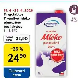 Tesco Pragolaktos Trvanlivé mléko bez laktózy plnotučné nabídka