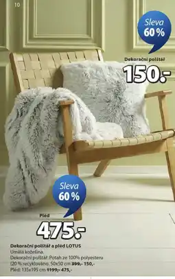 JYSK Dekorační polštář a pléd LOTUS nabídka