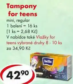 CBA Tampony for teens, 16 ks nabídka