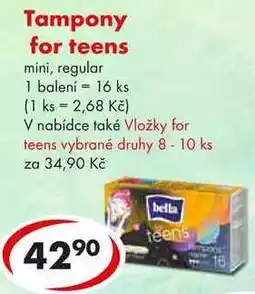 CBA Tampony for teens, 16 ks nabídka