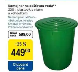 Tesco Kontejner na dešťovou vodu, 200 l, plastový, s víkem a kohoutkem nabídka